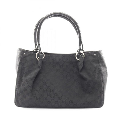 Gucci Tote Bag GG Canvas 115015 Black Canvas Leather Tote Bag Women's Used B