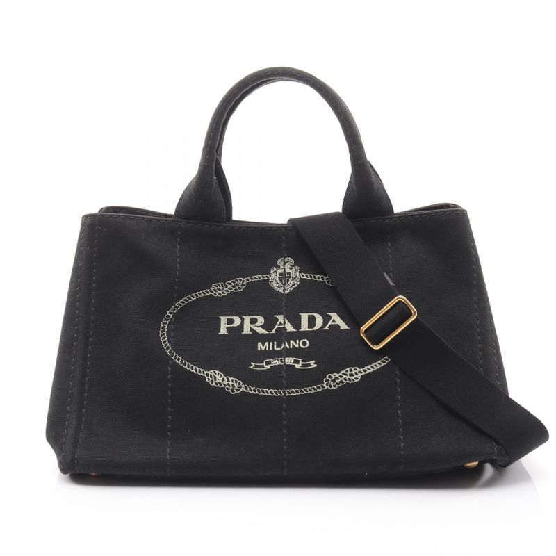 Prada Tote Bag Canapa Bn2642 Black Canvas Canapa Tote Ladies Used B