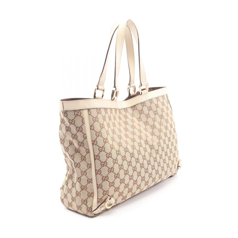 Gucci Tote Bag Abbey GG Canvas 141472 Beige Canvas Leather GG Canvas Tote Bag