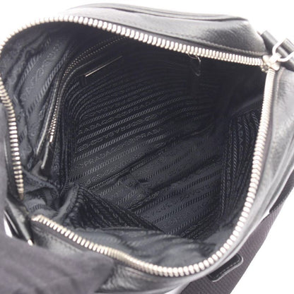 Prada Shoulder Bag Vitello City Va1037 Black Leather Shoulder Bag Men's Used B