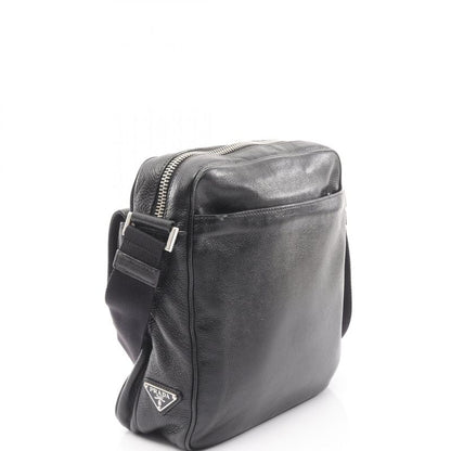 Prada Shoulder Bag Vitello City Va1037 Black Leather Shoulder Bag Men's Used B