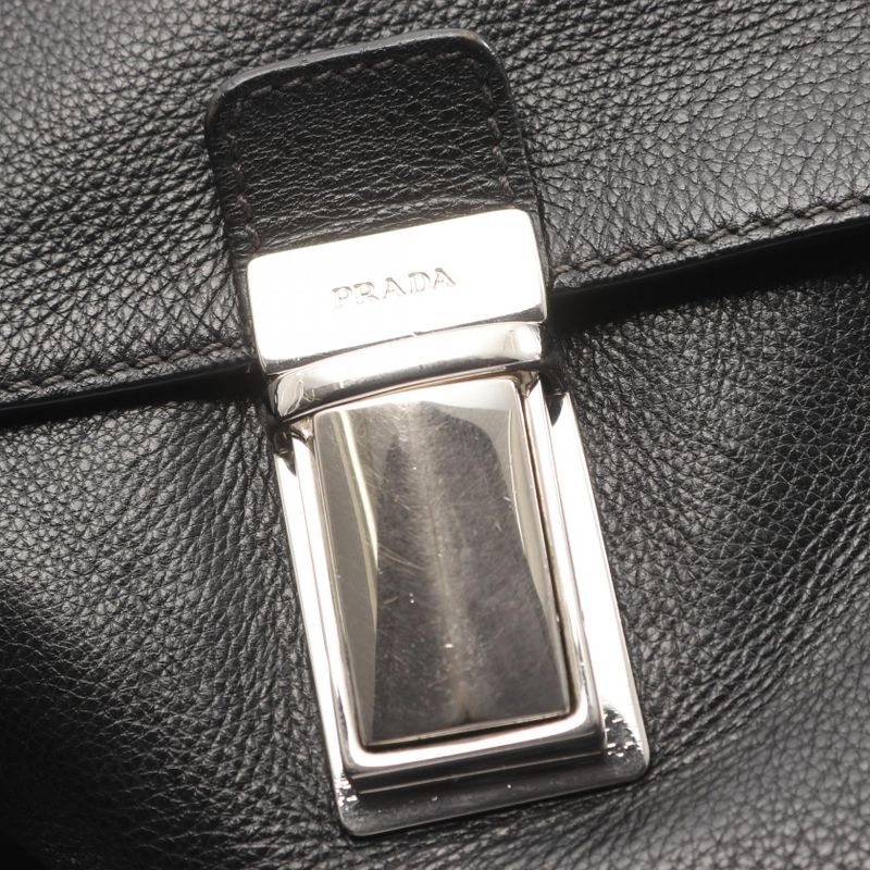 Prada Shoulder Bag Vitello City Va1037 Black Leather Shoulder Bag Men's Used B