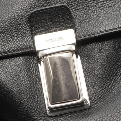 Prada Shoulder Bag Vitello City Va1037 Black Leather Shoulder Bag Men's Used B