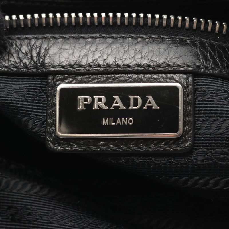 Prada Shoulder Bag Vitello City Va1037 Black Leather Shoulder Bag Men's Used B