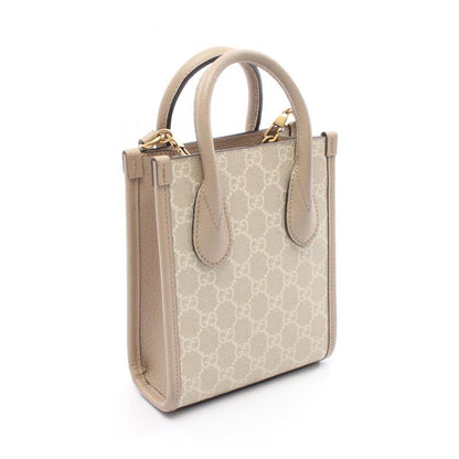 Gucci Handbag Interlocking G GG Supreme Mini Tote Bag 671623 Light Beige PVC