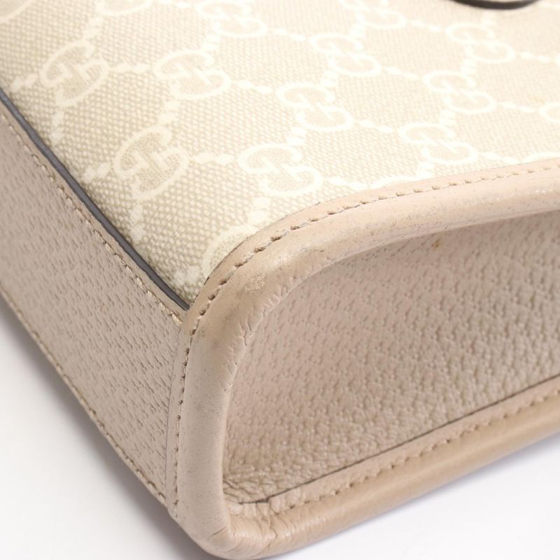 Gucci Handbag Interlocking G GG Supreme Mini Tote Bag 671623 Light Beige PVC