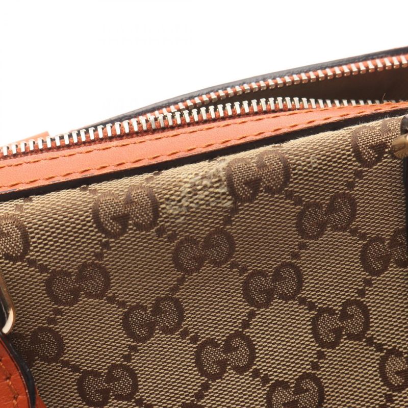 Gucci Handbag GG Canvas 269876 Beige Orange Canvas Leather Mini Boston Bag