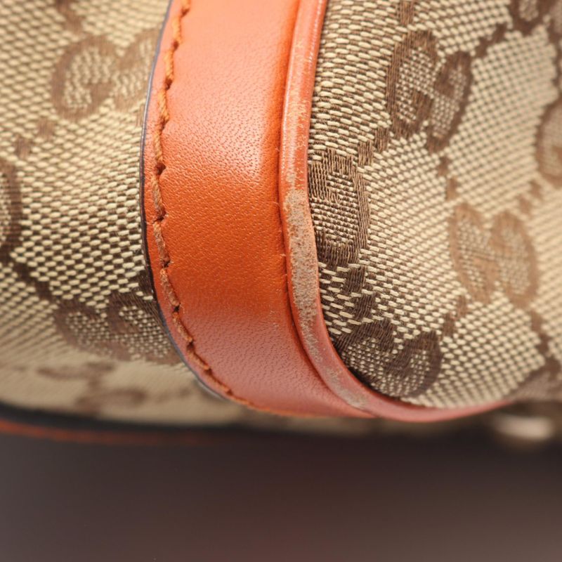 Gucci Handbag GG Canvas 269876 Beige Orange Canvas Leather Mini Boston Bag