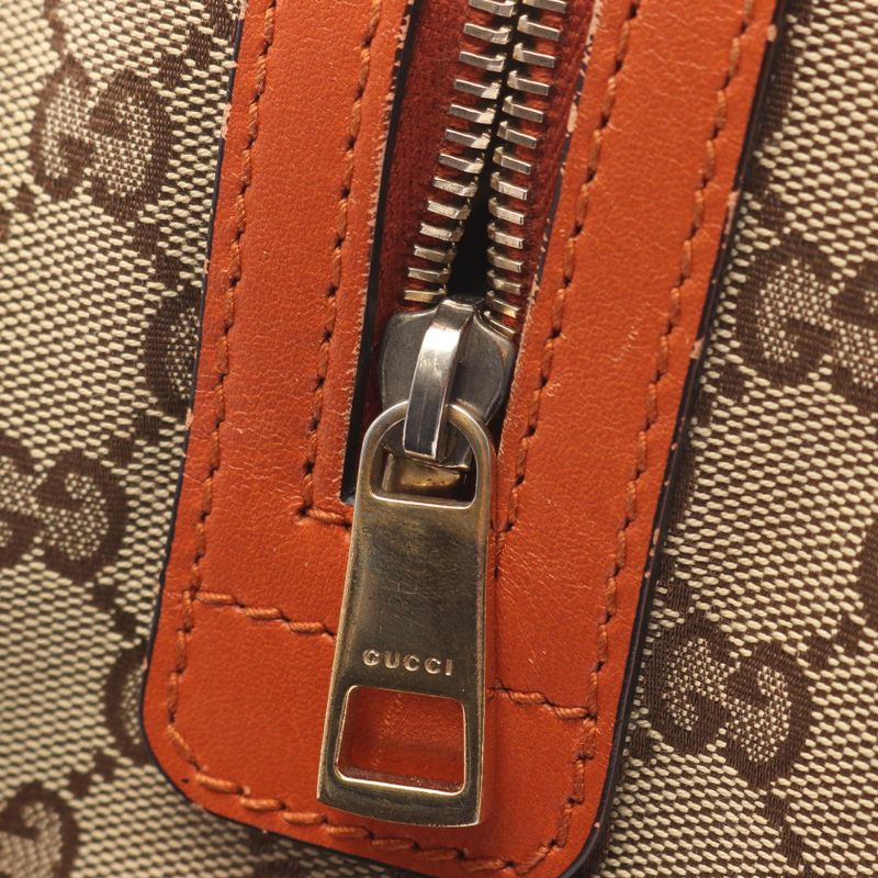 Gucci Handbag GG Canvas 269876 Beige Orange Canvas Leather Mini Boston Bag