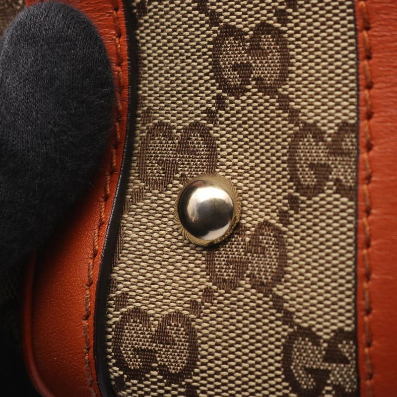 Gucci Handbag GG Canvas 269876 Beige Orange Canvas Leather Mini Boston Bag