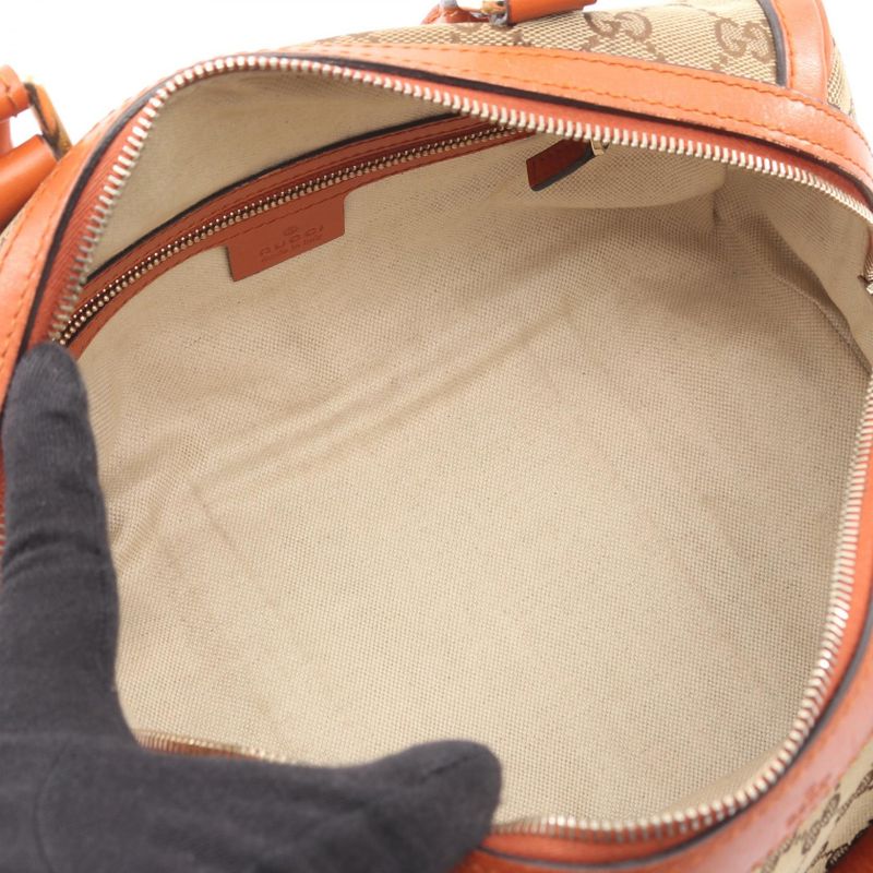 Gucci Handbag GG Canvas 269876 Beige Orange Canvas Leather Mini Boston Bag