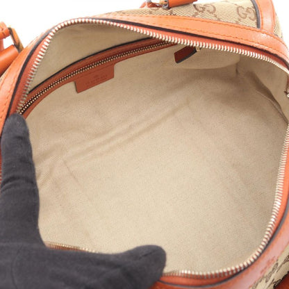 Gucci Handbag GG Canvas 269876 Beige Orange Canvas Leather Mini Boston Bag