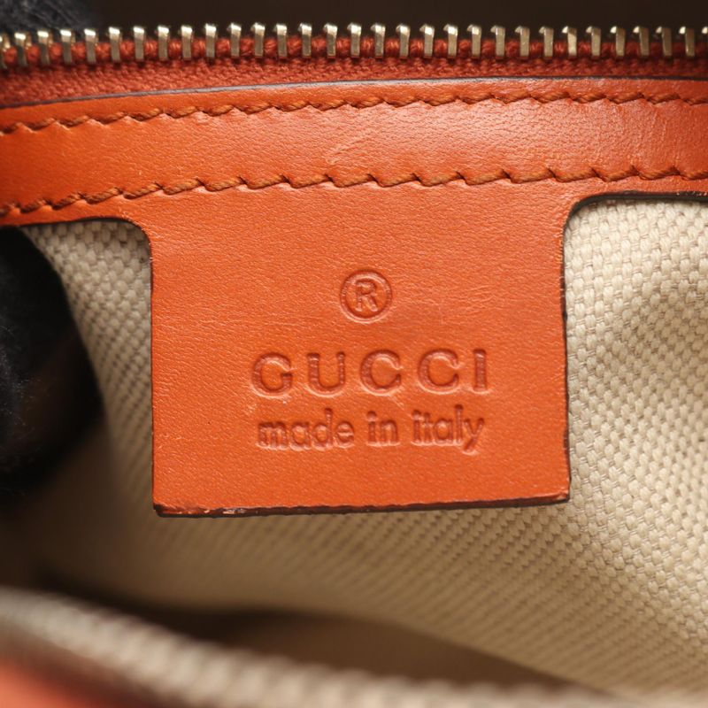 Gucci Handbag GG Canvas 269876 Beige Orange Canvas Leather Mini Boston Bag
