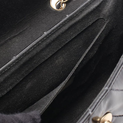 Chanel Shoulder Bag Coco Mark Wave Stitch Black Patent Leather Chain Shoulder