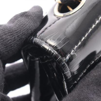 Chanel Shoulder Bag Coco Mark Wave Stitch Black Patent Leather Chain Shoulder