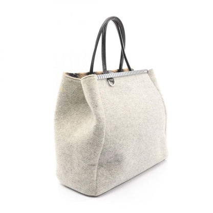 Fendi Handbag Toujours 8bh251 Gray Wool Patent Leather Toujours Ladies Used B