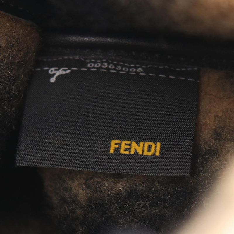 Fendi Handbag Toujours 8bh251 Gray Wool Patent Leather Toujours Ladies Used B