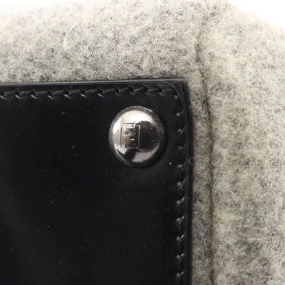 Fendi Handbag Toujours 8bh251 Gray Wool Patent Leather Toujours Ladies Used B