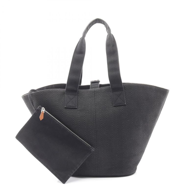 Hermes Tote Bag Pannier de Plage PM Black Canvas Pannier de Plage PM Women's