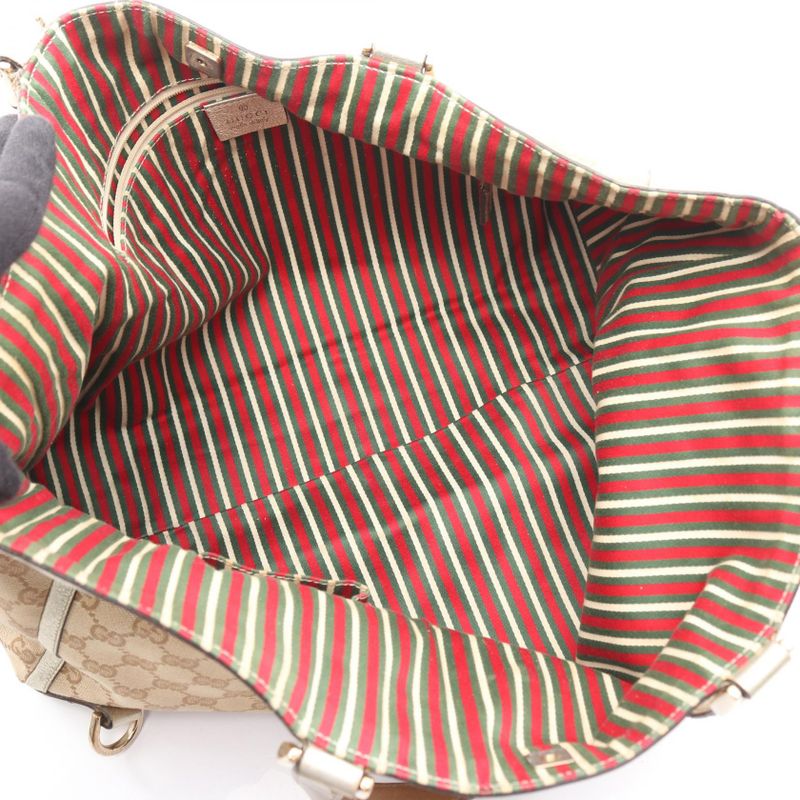 Gucci Tote Bag Abbey GG Canvas 141472 Beige Gold Canvas Leather Shoulder Tote