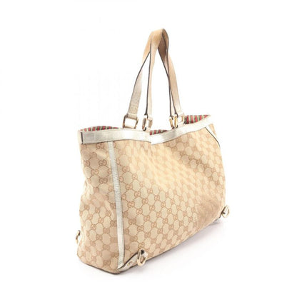 Gucci Tote Bag Abbey GG Canvas 141472 Beige Gold Canvas Leather Shoulder Tote