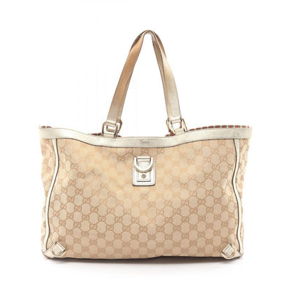 Gucci Tote Bag Abbey GG Canvas 141472 Beige Gold Canvas Leather Shoulder Tote