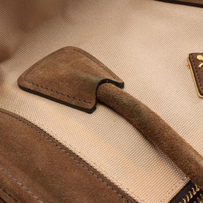 Prada Handbag Canapa+scamoscia Bn2644 Beige Brown Canvas Suede 2way Handbag