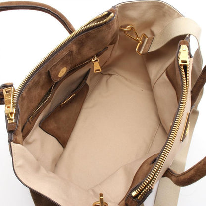 Prada Handbag Canapa+scamoscia Bn2644 Beige Brown Canvas Suede 2way Handbag