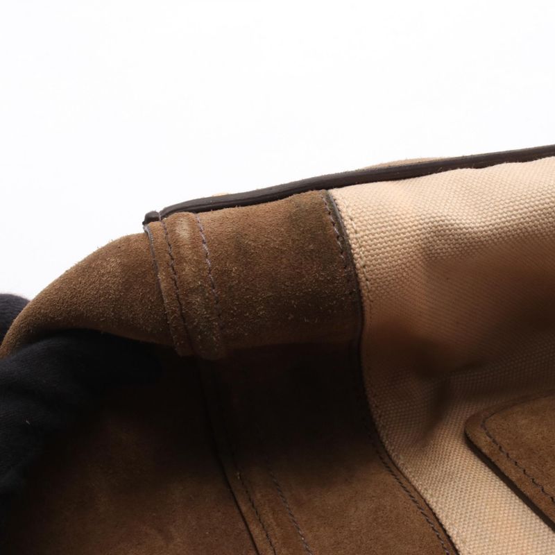 Prada Handbag Canapa+scamoscia Bn2644 Beige Brown Canvas Suede 2way Handbag