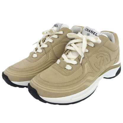 Chanel Cocomark Sneakers Shoes Ladies Beige 37 G45077 37