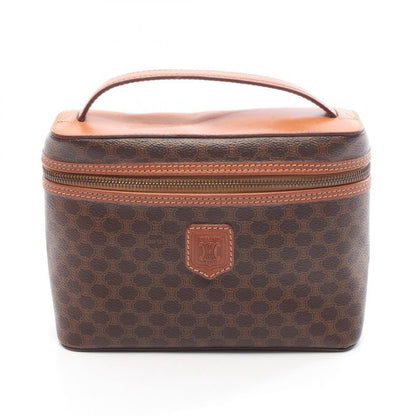 Celine Handbag Macadam Dark Brown PVC Coated Canvas Leather Macadam Vanity Bag