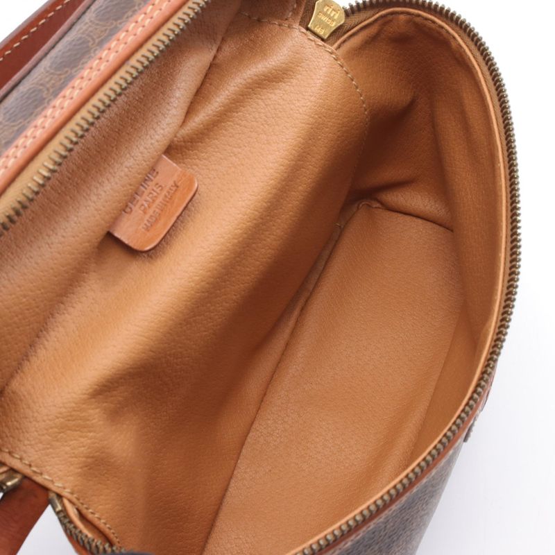 Celine Handbag Macadam Dark Brown PVC Coated Canvas Leather Macadam Vanity Bag