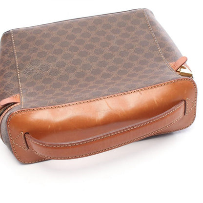 Celine Handbag Macadam Dark Brown PVC Coated Canvas Leather Macadam Vanity Bag