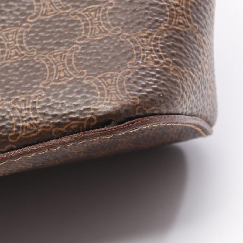 Celine Handbag Macadam Dark Brown PVC Coated Canvas Leather Macadam Vanity Bag