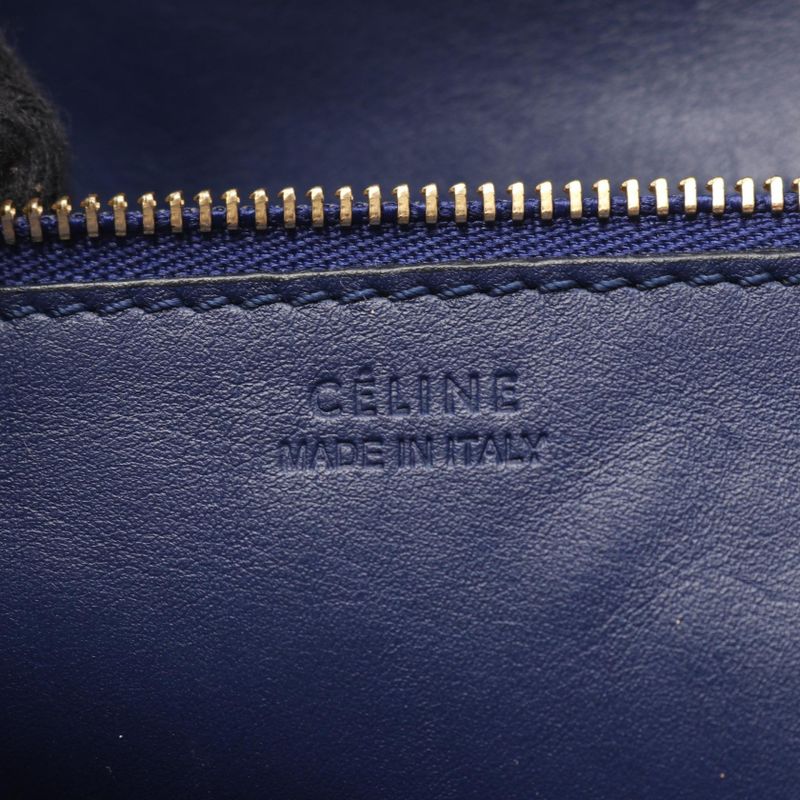 Celine Handbag Tie 173823 Blue Leather Tie Hand Ladies Used B