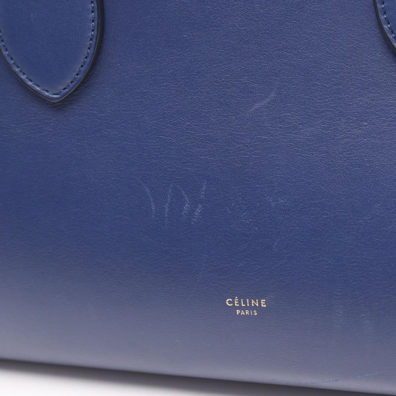 Celine Handbag Tie 173823 Blue Leather Tie Hand Ladies Used B