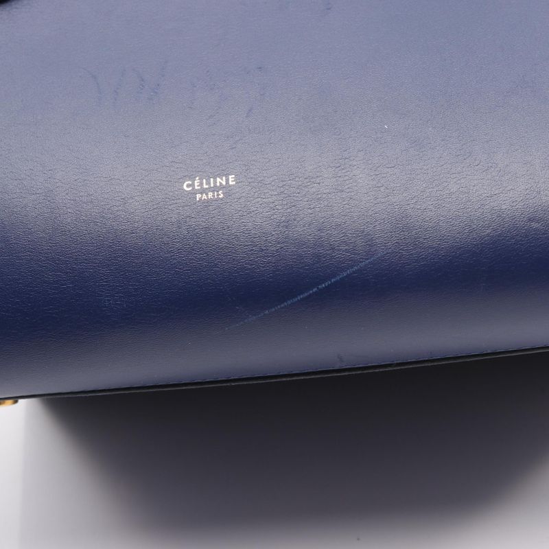 Celine Handbag Tie 173823 Blue Leather Tie Hand Ladies Used B