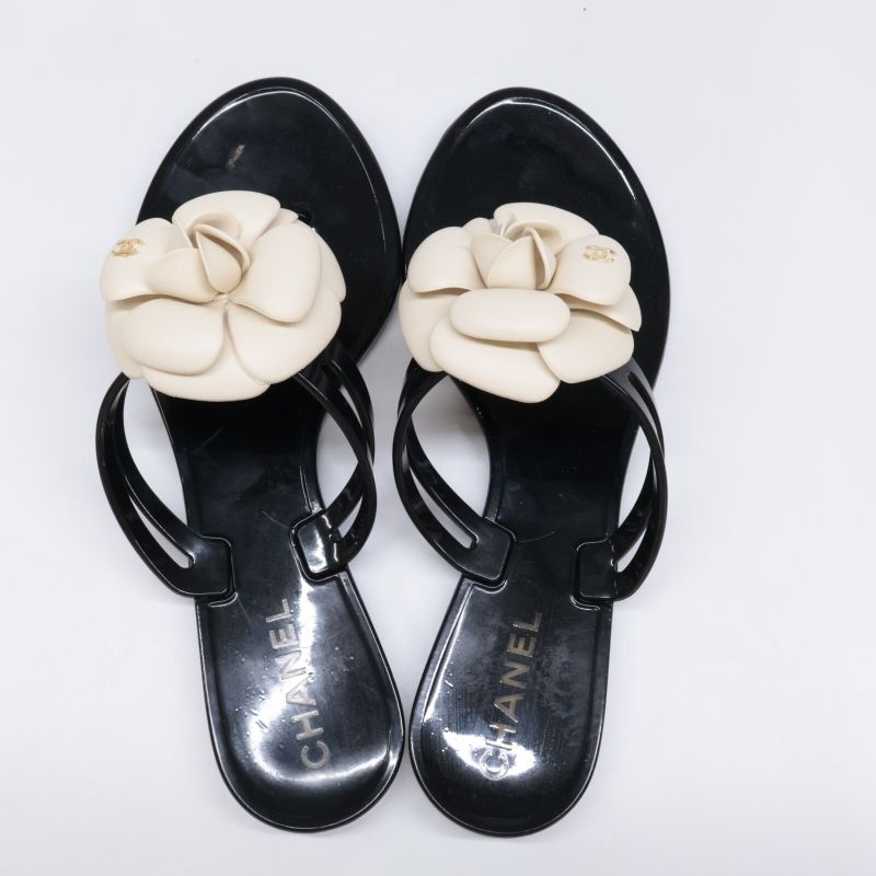 Chanel [] Camellia Rubber Sandals 36