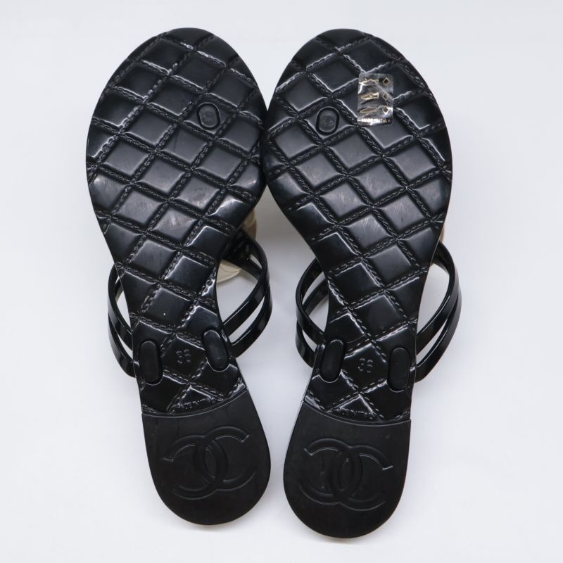 Chanel [] Camellia Rubber Sandals 36