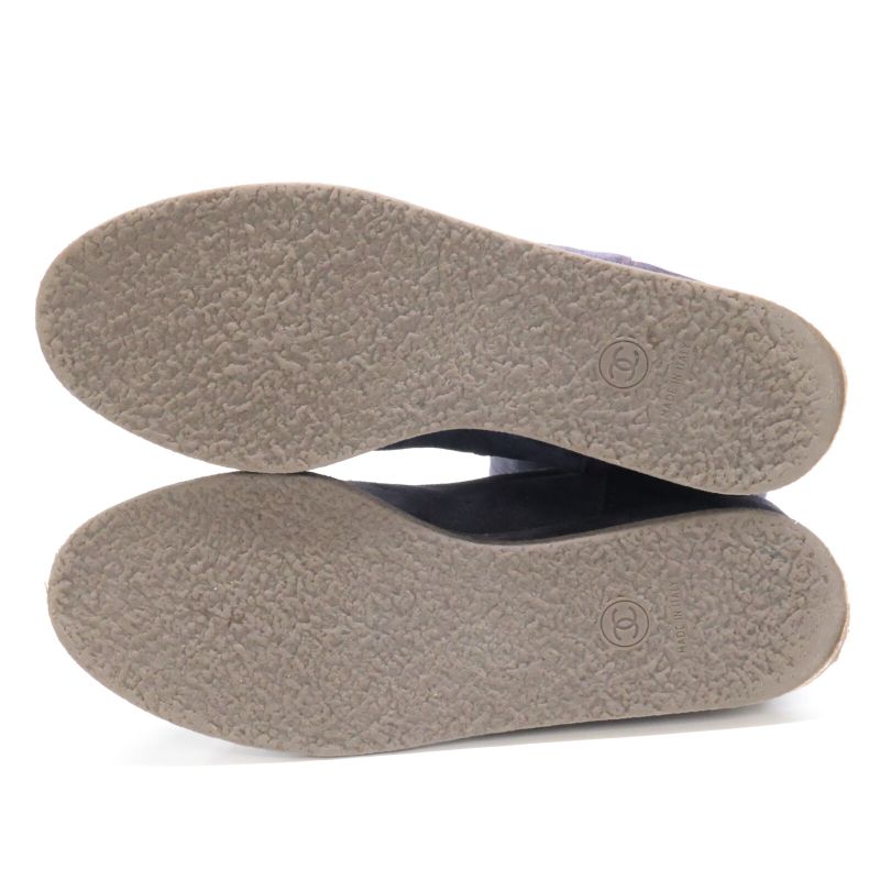 Chanel G31295 Coco Mark Chain Stitch Design Suede Long Boots 36