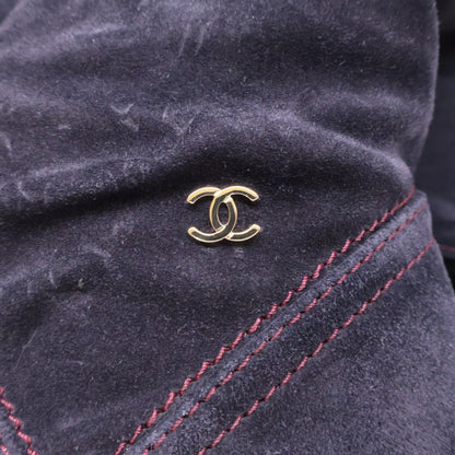 Chanel G31295 Coco Mark Chain Stitch Design Suede Long Boots 36