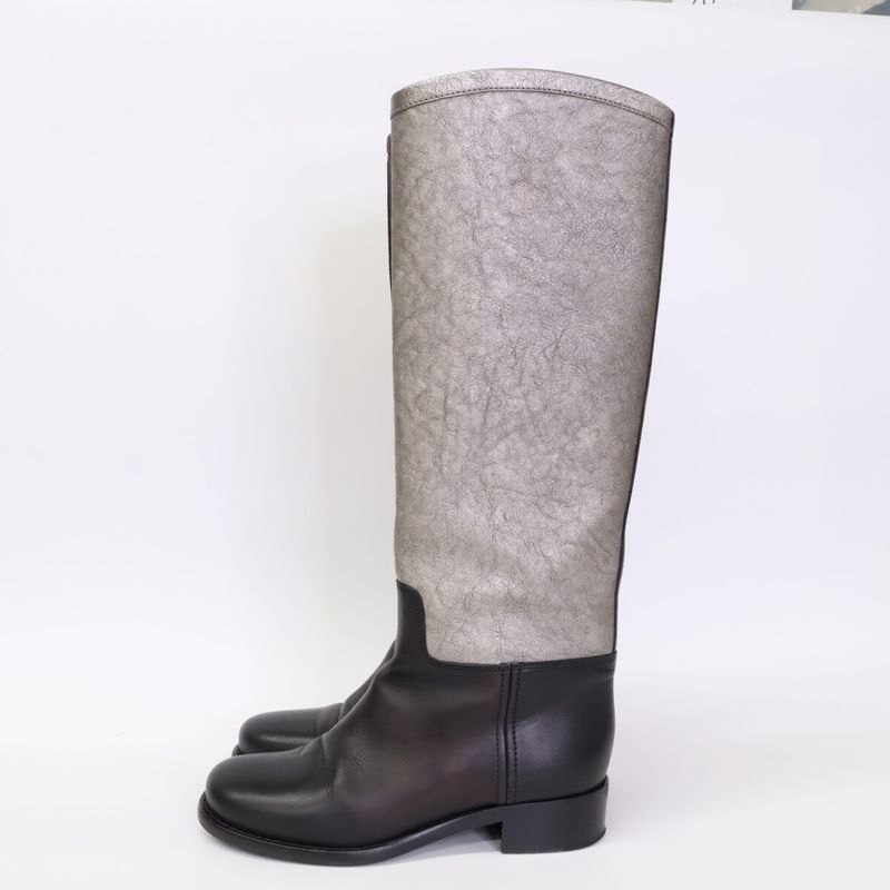 Chanel G28390 Cocomark Bicolor Long Boots 36