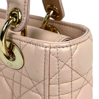 Christian Dior Lady Dior Cannage 2WAY Shoulder Bag Handbag Leather Pink Ladies