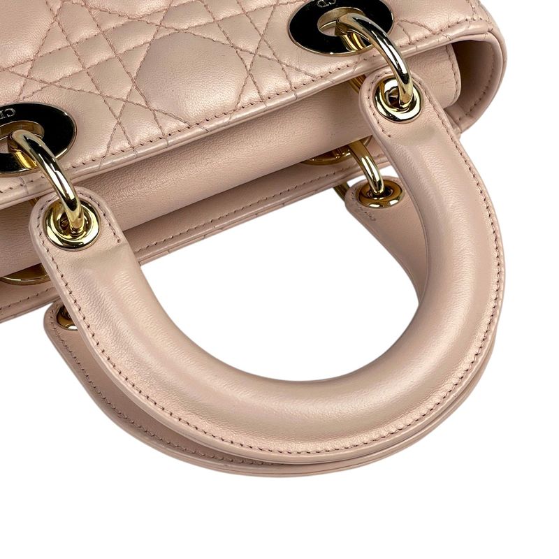 Christian Dior Lady Dior Cannage 2WAY Shoulder Bag Handbag Leather Pink Ladies