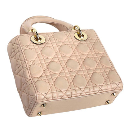 Christian Dior Lady Dior Cannage 2WAY Shoulder Bag Handbag Leather Pink Ladies