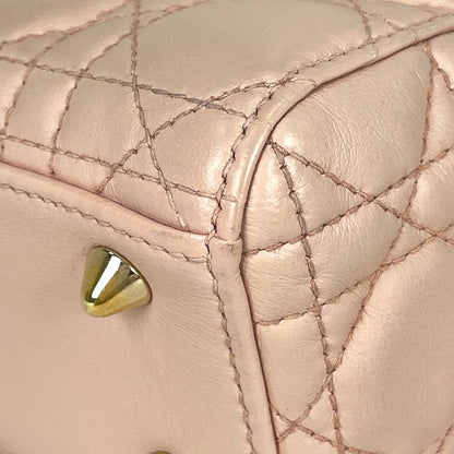 Christian Dior Lady Dior Cannage 2WAY Shoulder Bag Handbag Leather Pink Ladies