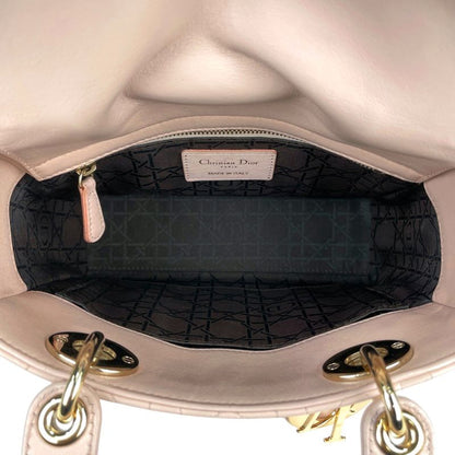 Christian Dior Lady Dior Cannage 2WAY Shoulder Bag Handbag Leather Pink Ladies