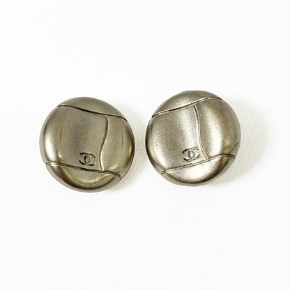 Chanel CC Logo Earrings Metal Silver