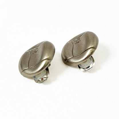 Chanel CC Logo Earrings Metal Silver