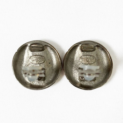 Chanel CC Logo Earrings Metal Silver
